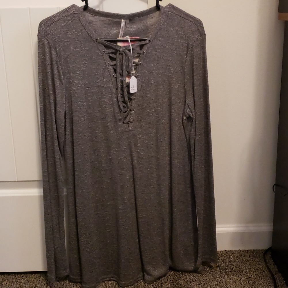 Lace Up Tunic Top